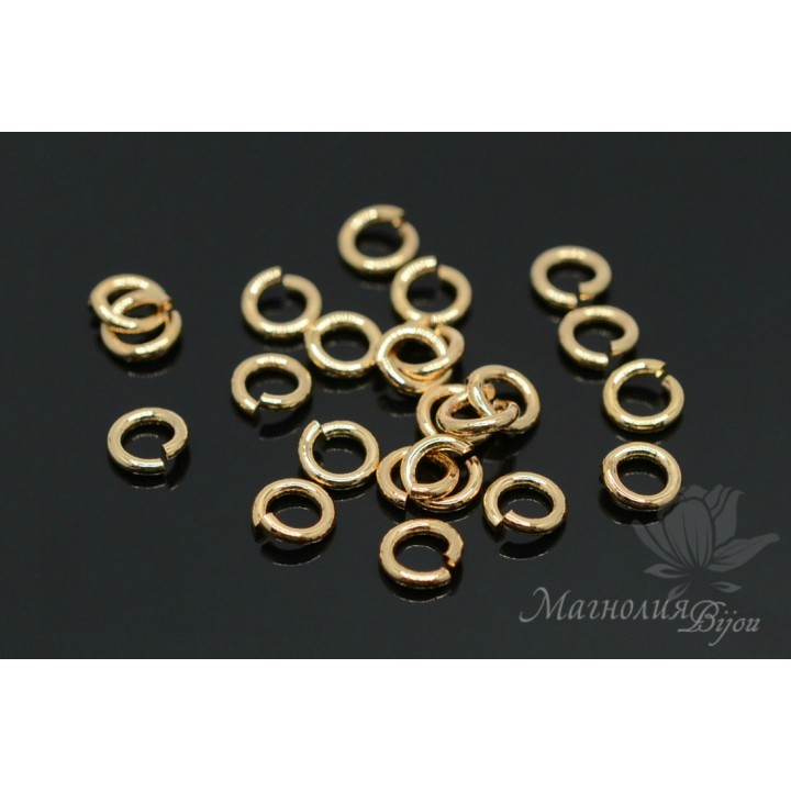 Колечки соединительные 5мм(толщина 1мм), позолота 16 карат, 2 грамма