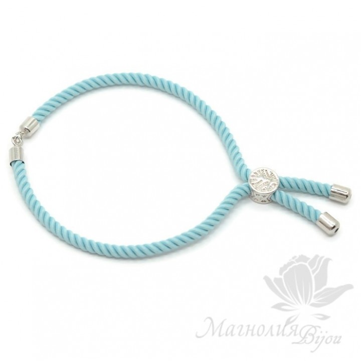 Регулируемая основа для браслета "Бирюзовая", цвет платина