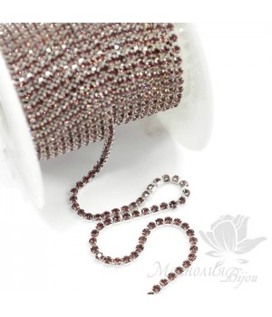 Стразовая цепь "Аметист" 2мм(50см), родиевое покрытие
