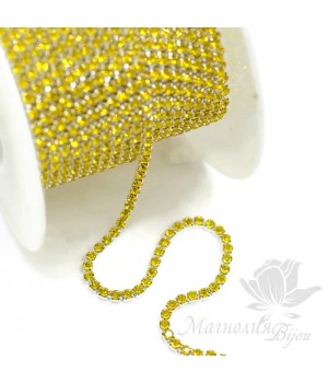 Стразовая цепь "Цитрин" 2мм(50см), родиевое покрытие