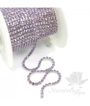 Стразовая цепь "Виолет" 2мм(50см), родиевое покрытие