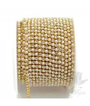 Стразовая цепь "Микс Crystal" 2мм(50см), позолота