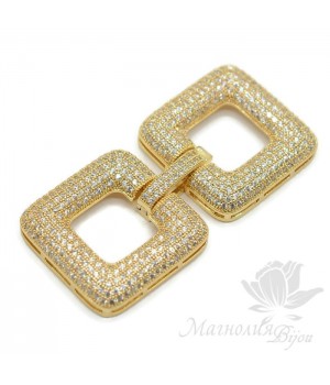 Замочек "Квадраты" инкрустация фианитами, цвет золото