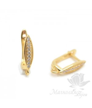 Швензы "Веретино" с дорожкой из фианитов, цвет золото