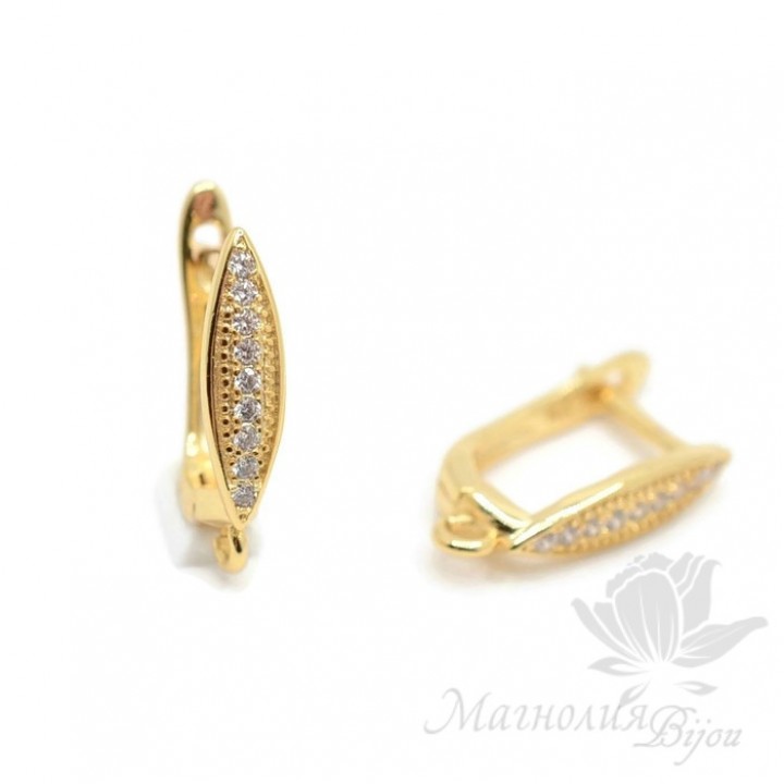 Швензы "Веретино" с дорожкой из фианитов, цвет золото