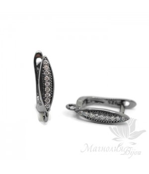 Швензы "Веретино" с дорожкой из фианитов, цвет чёрный