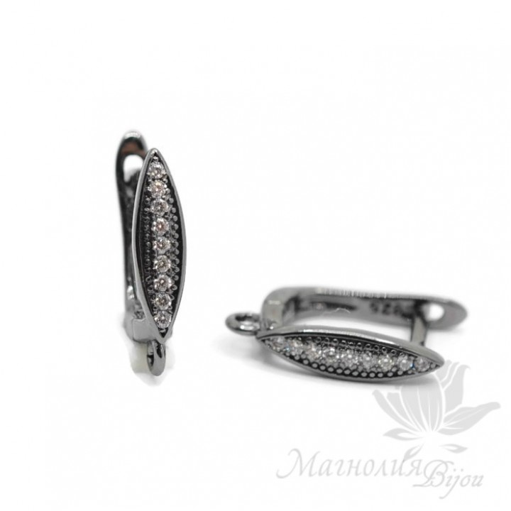 Швензы "Веретино" с дорожкой из фианитов, цвет чёрный