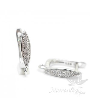 Швензы "Веретино" с дорожкой из фианитов, цвет платина