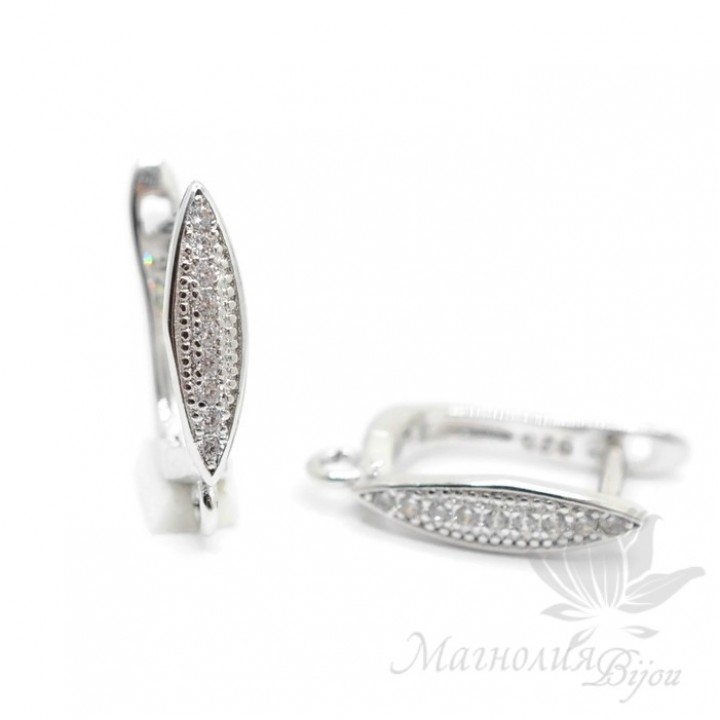 Швензы "Веретино" с дорожкой из фианитов, цвет платина