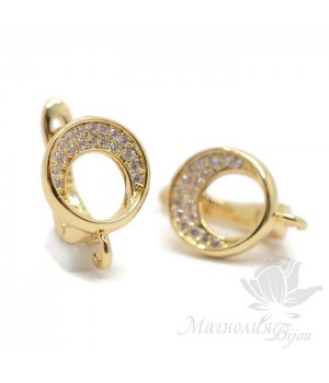 Швензы "Нимб" с фианитами, цвет золото