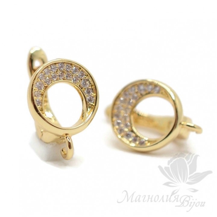 Швензы "Нимб" с фианитами, цвет золото