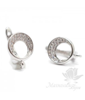 Швензы "Нимб" с фианитами, цвет платина