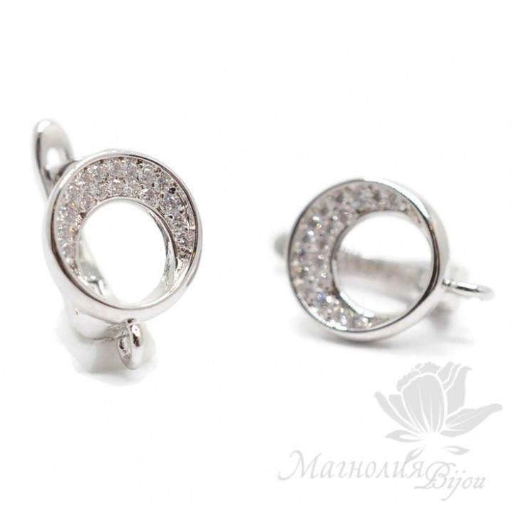 Швензы "Нимб" с фианитами, цвет платина