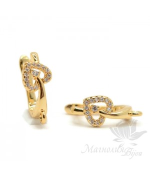 Швензы "Пики" с фианитами, цвет золото