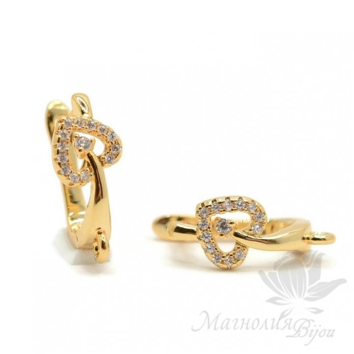 Швензы "Пики" с фианитами, цвет золото