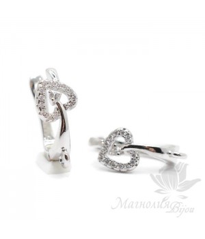 Швензы "Пики" с фианитами, цвет платина