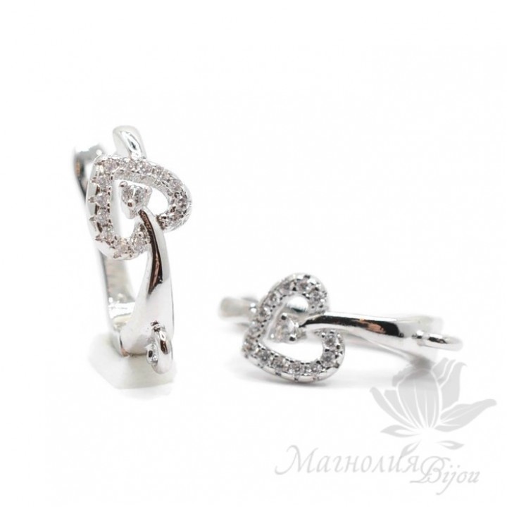 Швензы "Пики" с фианитами, цвет платина