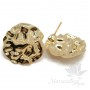 Пуссеты "Мятый металл 23мм, позолота 18 карат