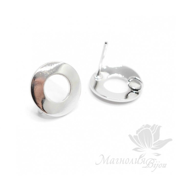 Пуссеты "Кольца гладкие 12мм", цвет платина