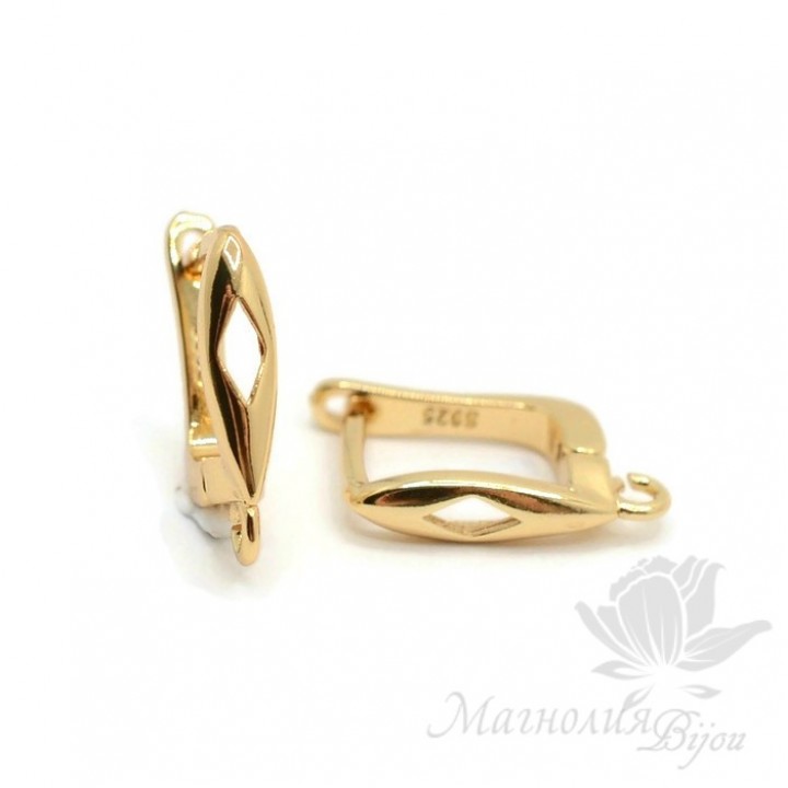 Швензы "Ромб", позолота 18 карат
