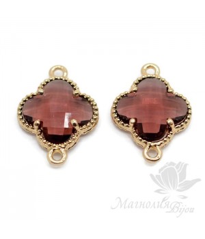 КОННЕКТОР "Клевер бургунди", позолота КОННЕКТОР "Клевер бургунди", позолота