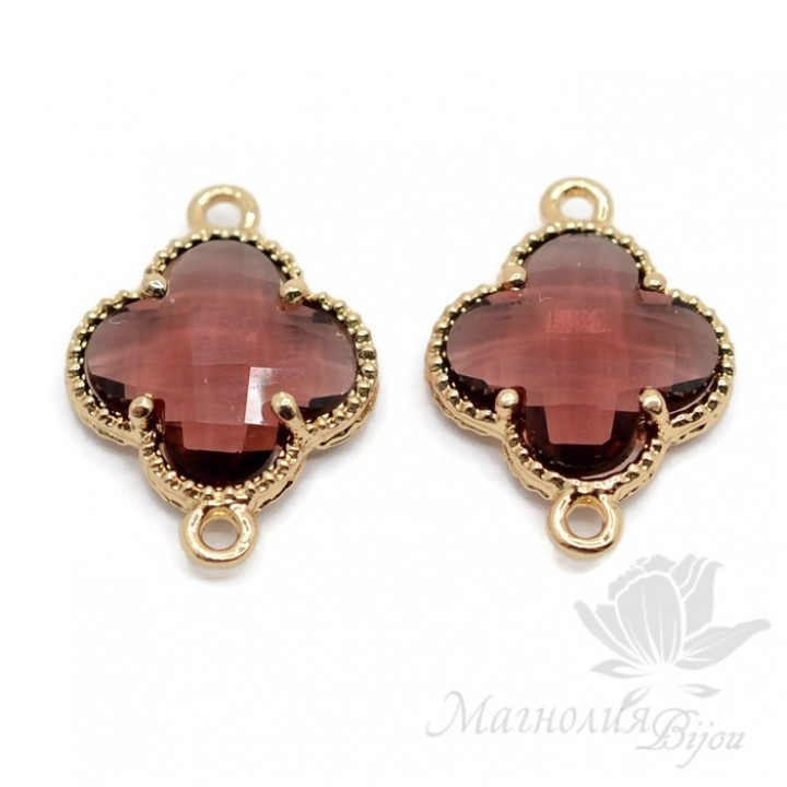 КОННЕКТОР "Клевер бургунди", позолота