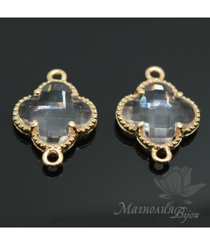 КОННЕКТОР "Клевер кристал", позолота КОННЕКТОР "Клевер кристал", позолота
