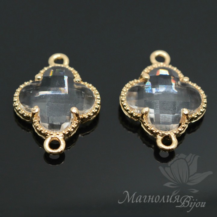 КОННЕКТОР "Клевер кристал", позолота