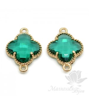 КОННЕКТОР "Клевер изумруд", позолота КОННЕКТОР "Клевер изумруд", позолота