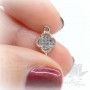 Коннектор "Ван Клифф мини" с фианитами 8 : 12мм, цвет платина