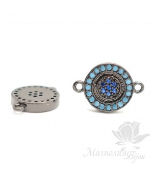 КОННЕКТОР "Мини" с голубыми фианитами, цвет чёрный(conector con circonia cúbica azul)