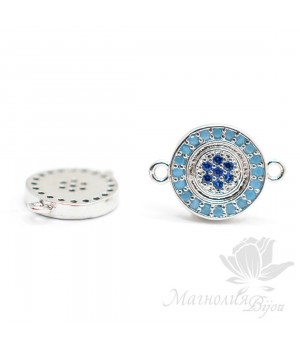 КОННЕКТОР "Мини" с голубыми фианитами, цвет платина(conector con circonia cúbica azul)