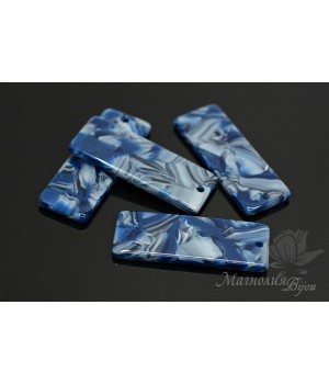 ПОДВЕСКА "Прямоугольник 11 : 32мм, синий", ацетат целлюлозы(пластик)