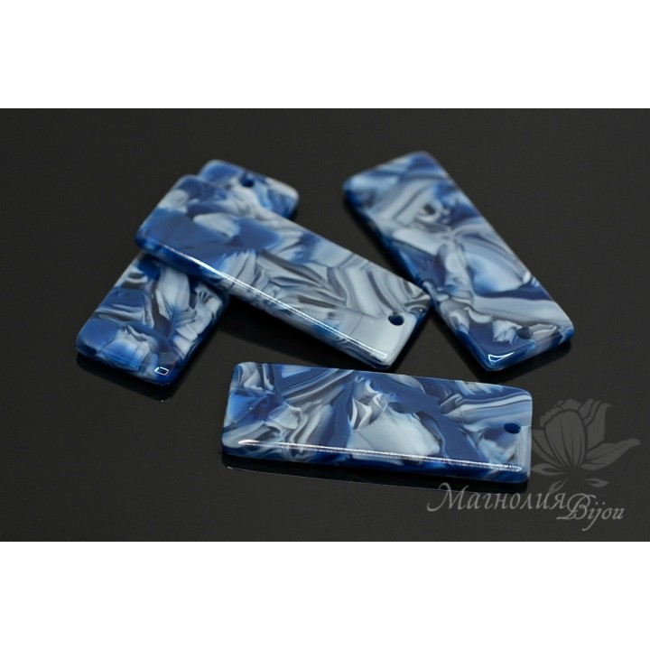 ПОДВЕСКА "Прямоугольник 11 : 32мм, синий", ацетат целлюлозы(пластик)