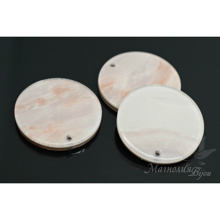 ПОДВЕСКА "Диск 24мм, бежевый", ацетат целлюлозы(пластик)