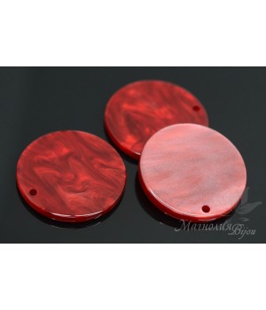 ПОДВЕСКА "Диск 24мм, красный", ацетат целлюлозы(пластик)