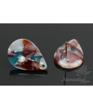 Пуссеты "Капля, мультиколор", ацетат целлюлозы(пластик)