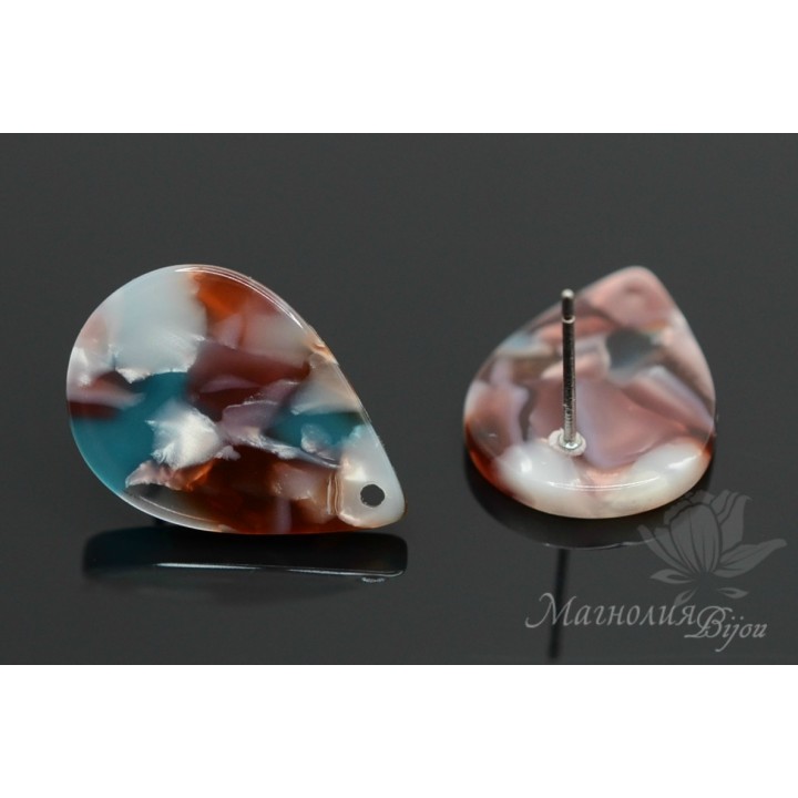 Пуссеты "Капля, мультиколор", ацетат целлюлозы(пластик)