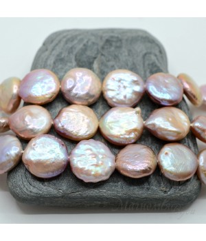 ЖЕМЧУГ барочный "Таблетка", 13~15мм, сиренево-персиковый, 1/2 нити