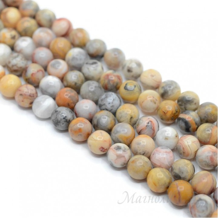 Крейзи-агат(кружевной) 8мм, полная нить(45 бусин)