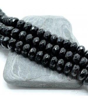 Чёрный агат рондель 10 : 6мм, 5 штук