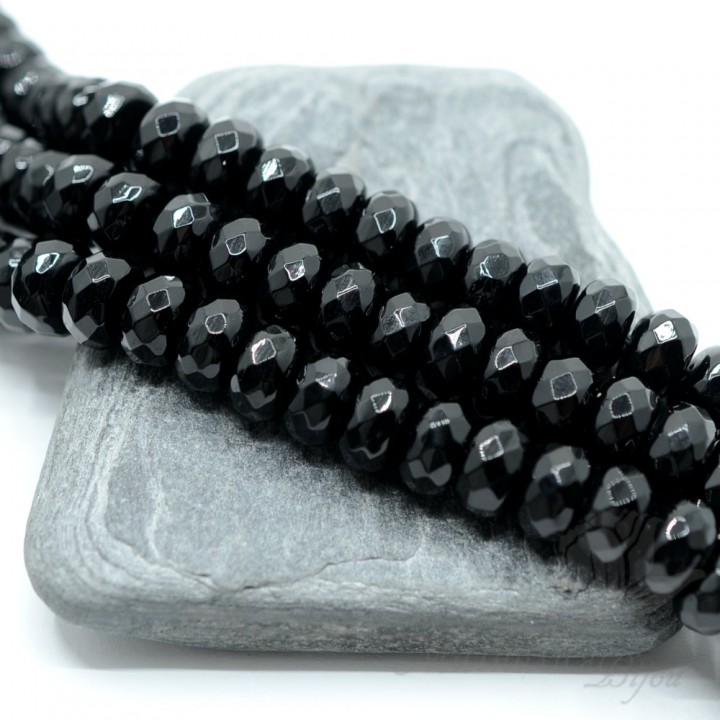 Чёрный агат рондель 10 : 6мм, 5 штук