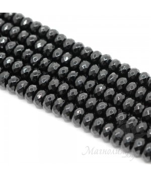 ЧЁРНЫЙ АГАТ рондель 10 : 6мм, полная нить(65 бусин)
