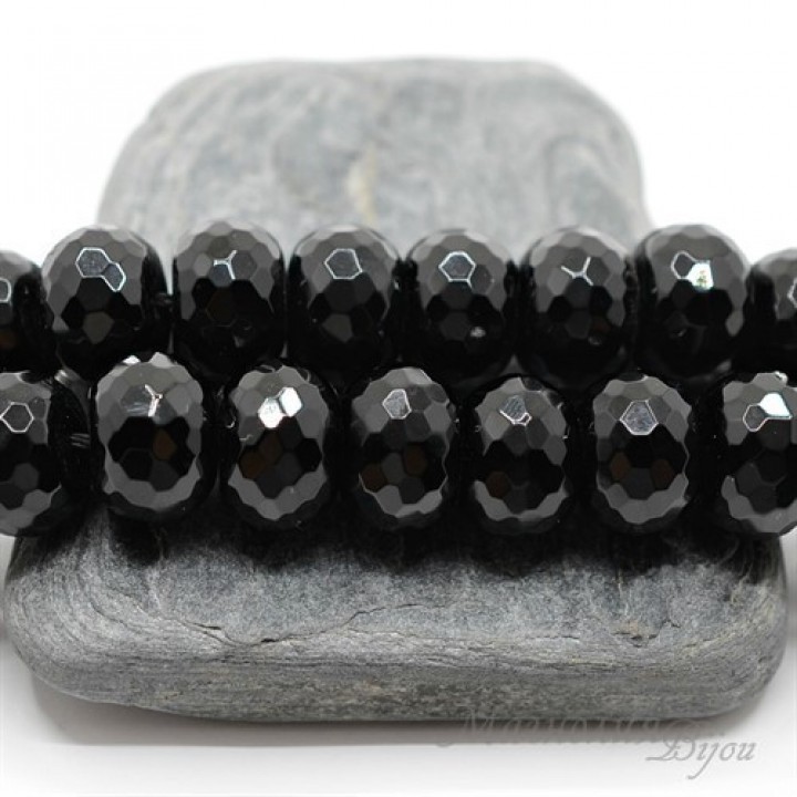 ЧЁРНЫЙ АГАТ рондель 14 : 10мм, 2 штуки