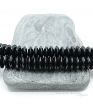 Чёрный агат рондель 10 : 4мм, 5 штук