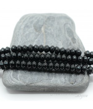 Чёрный агат рондель 6 : 4мм, 20 штук