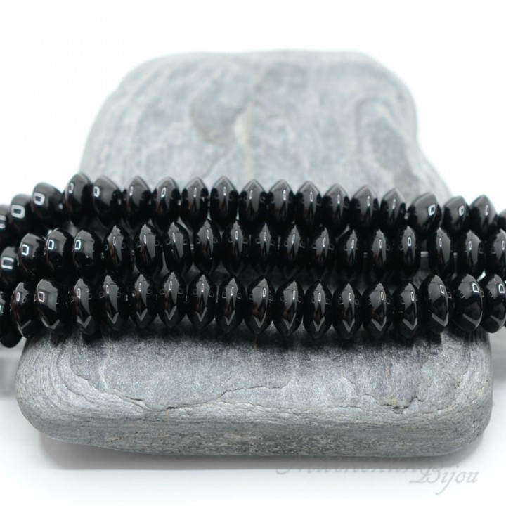 Чёрный агат рондель 8 : 4мм, 10 штук