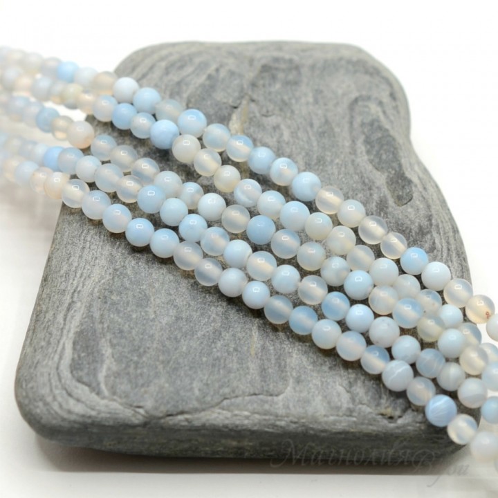 Голубой агат(сапфирин), 4мм, 20 штук