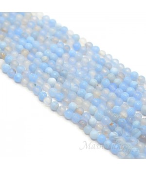 Голубой агат(сапфирин), 4мм, нить(85 бусин)