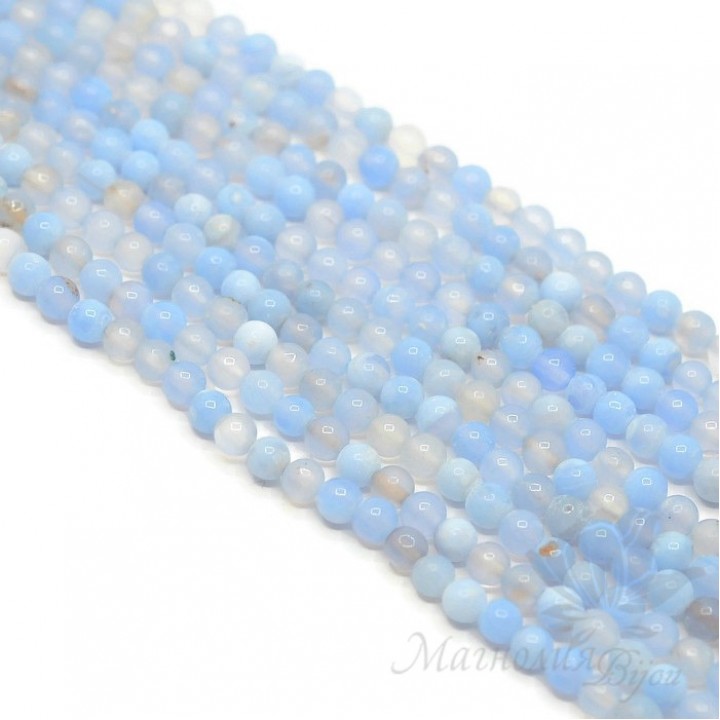 Голубой агат(сапфирин), 4мм, нить(85 бусин)